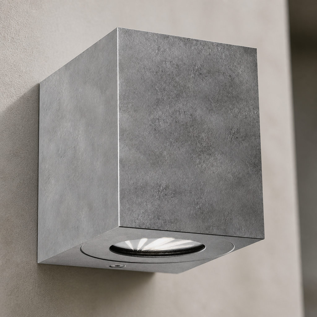 Galvanised Outdoor Wall Light 106mm Height Coastal Weatherproof