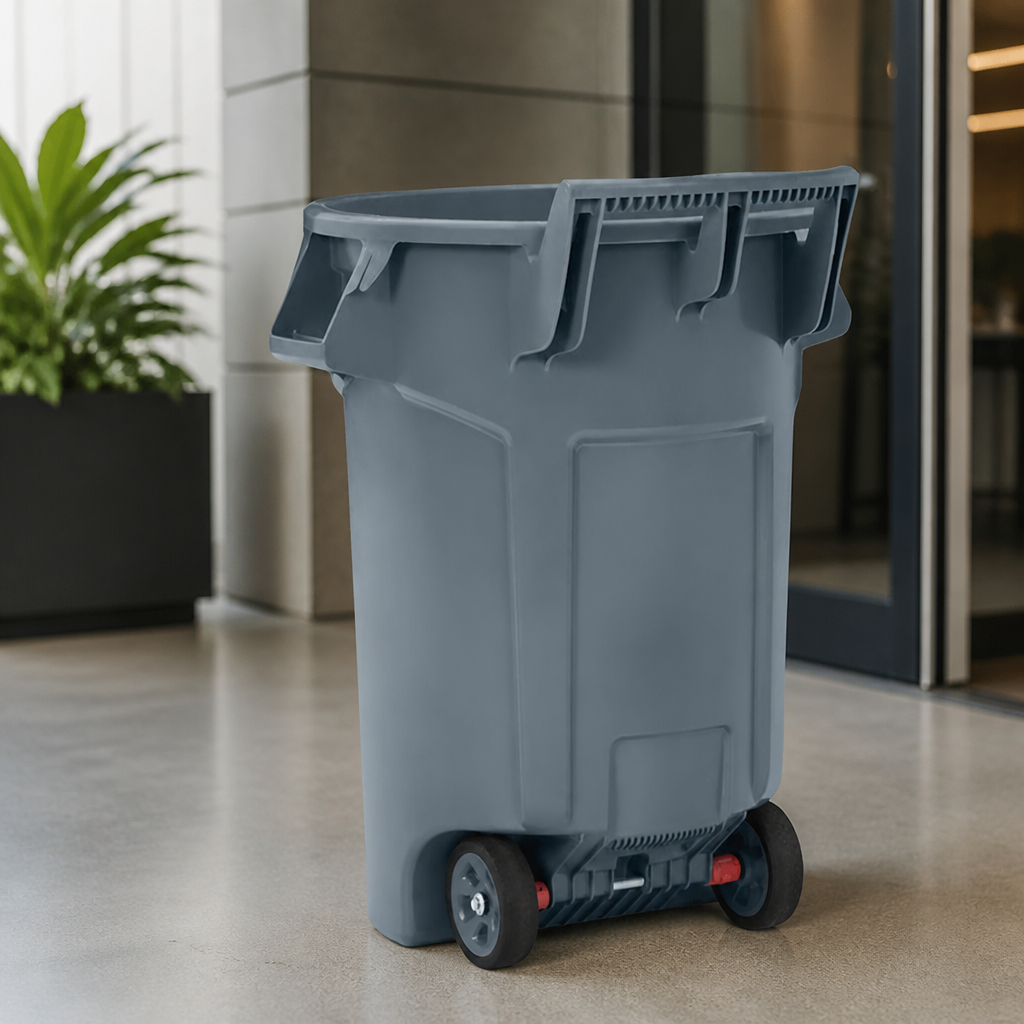 167Ltr Commercial Wheeled Recycling Bin Grey Waste Container