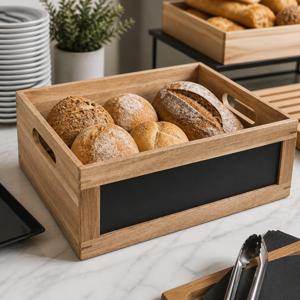 Commercial Wooden Bread Crate with Chalkboard 1/2 GN Size