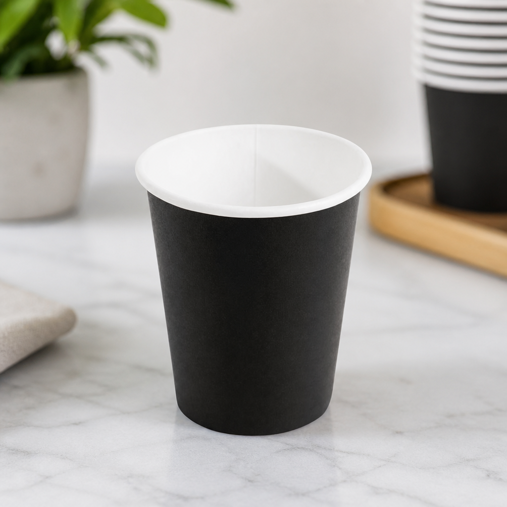 Disposable Coffee Cups 8oz Single Wall Black 1000 Pack