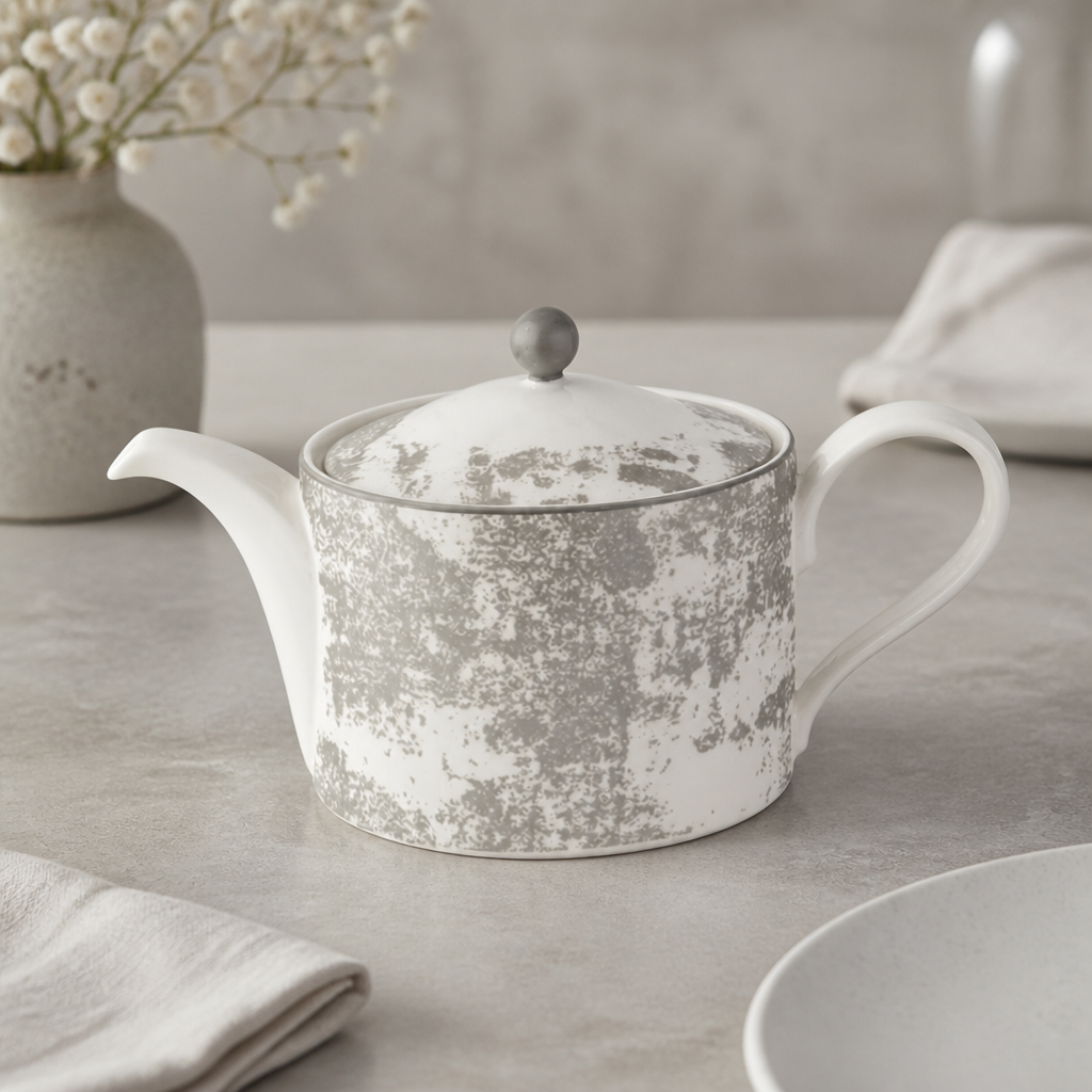 Crushed Velvet Grey Teapot 1Ltr Commercial Catering Equipment