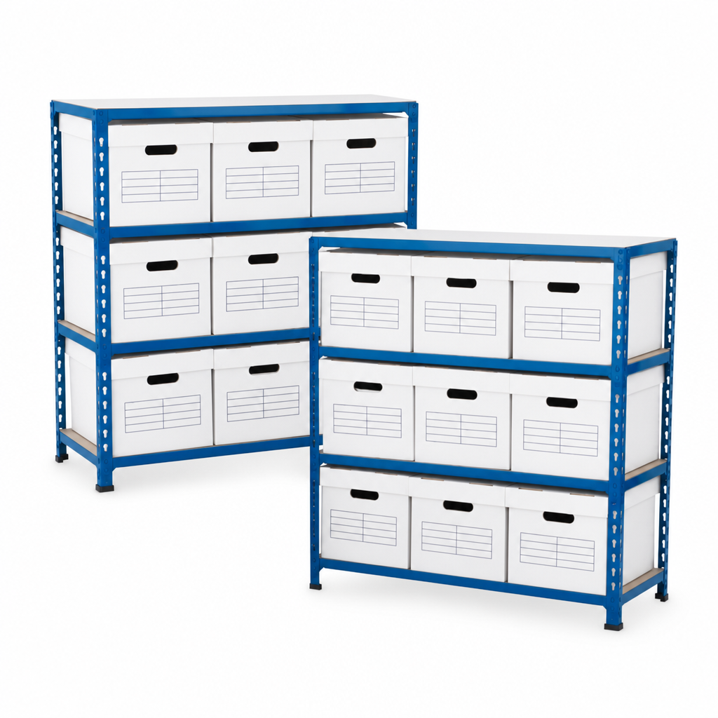 Economy Shelving Bay with 9 Storage Boxes 990h x 915w