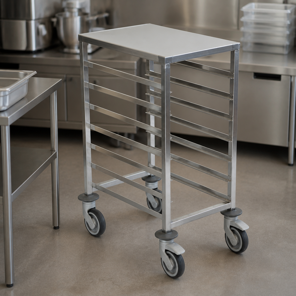 Commercial 7 Level Gastronorm Racking Trolley 1/1GN Stainless Steel