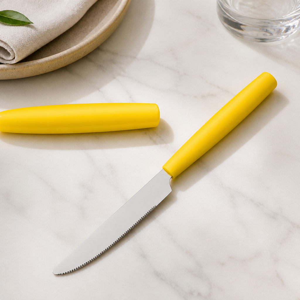 Commercial Table Knives Yellow Handles Pack of 12 223mm
