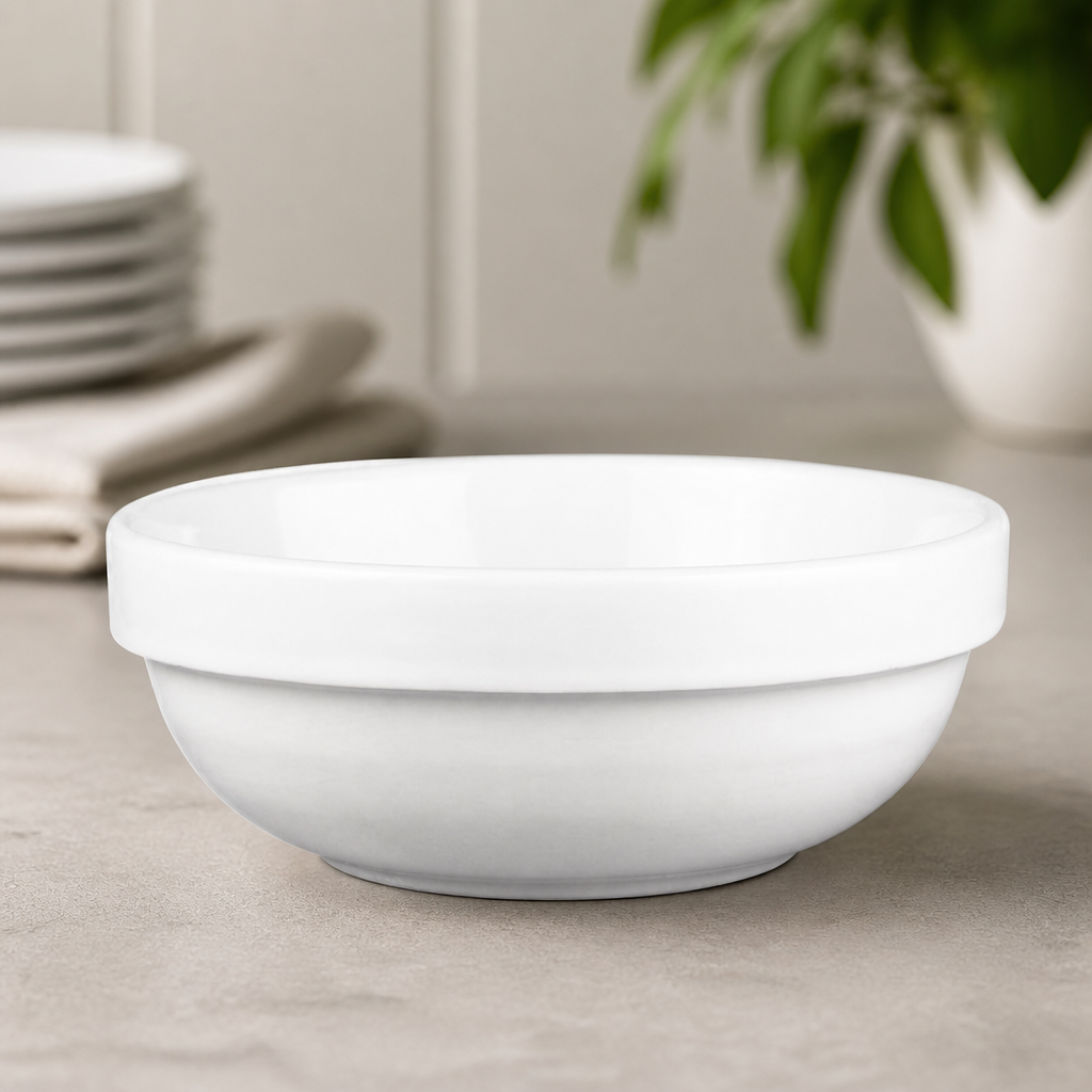 Commercial Stackable Bowls 280ml Vitrified China Catering Equipment