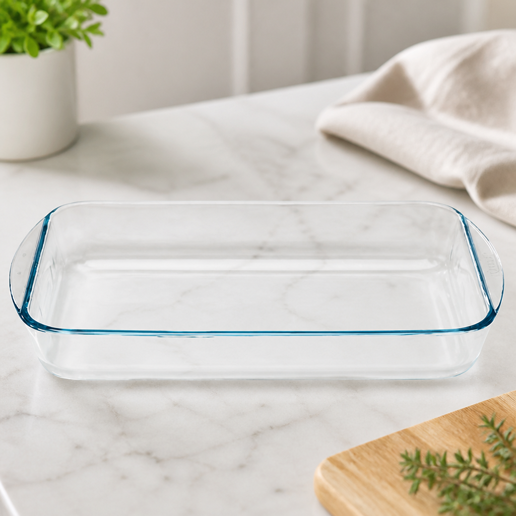 Commercial Rectangular Glass Roasting Dish 350x230x50mm