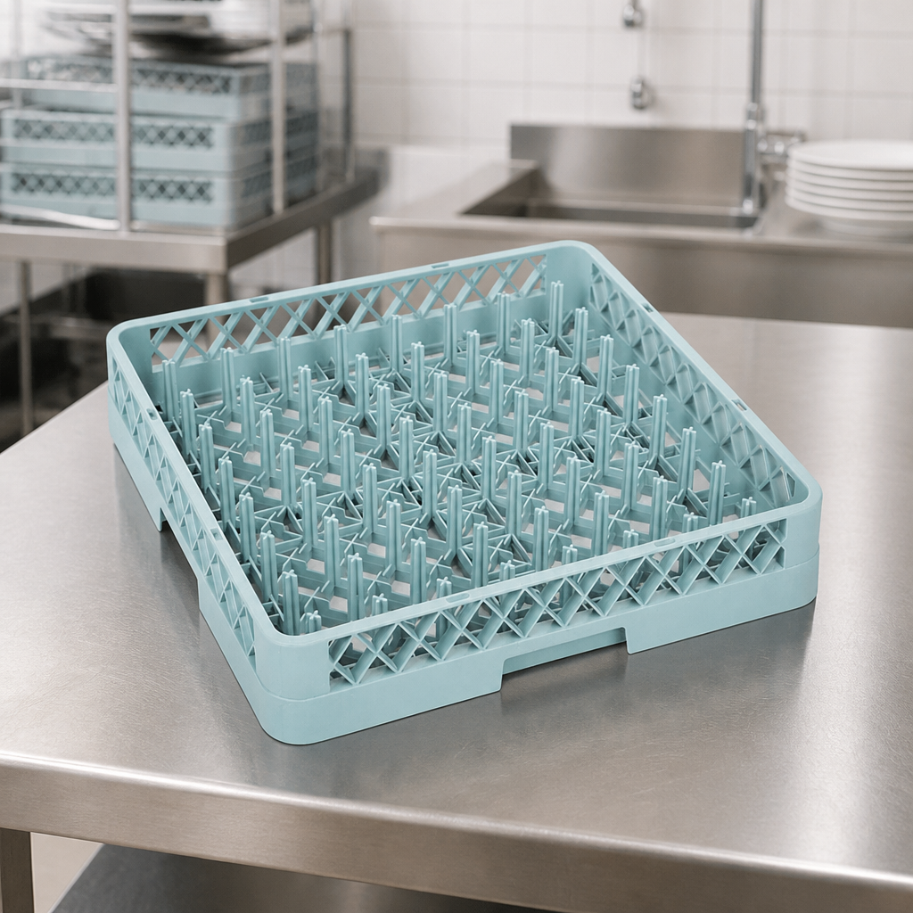 Commercial Plate Dishwasher Rack 500mm Polypropylene Blue