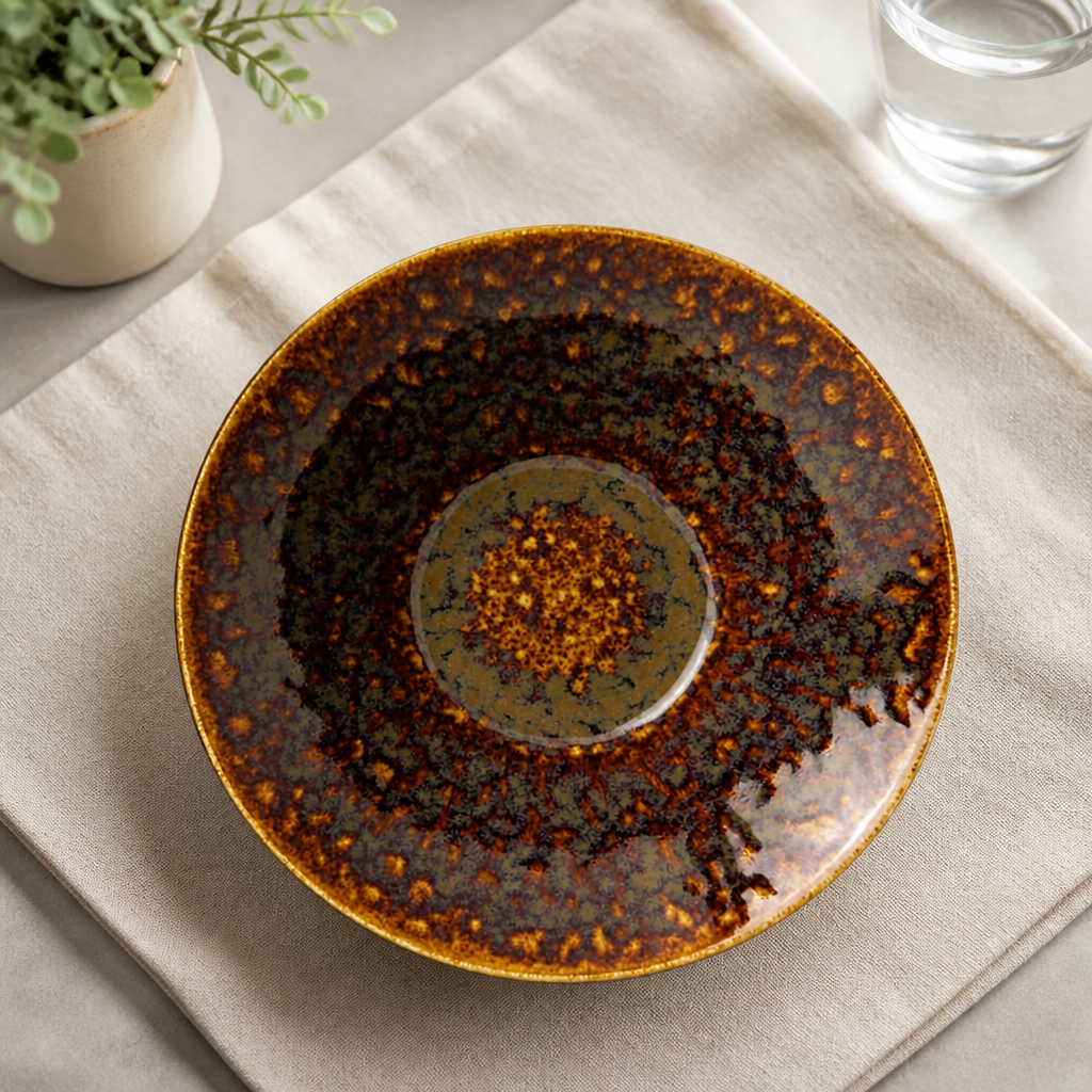 Commercial Porcelain Bowls 203mm Amber 12 Pack Vesuvius Range