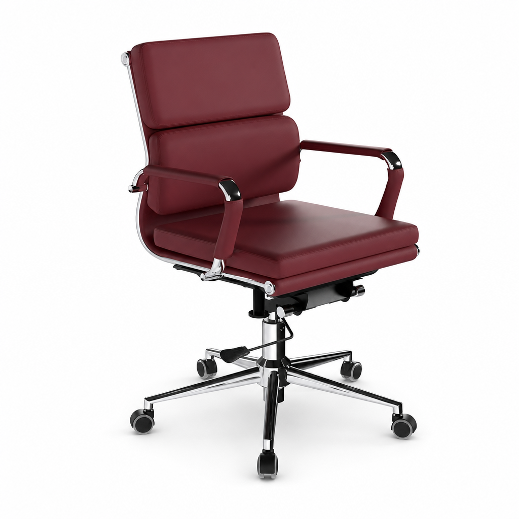 Ergonomic Bonded Leather Office Armchair with Chrome Base