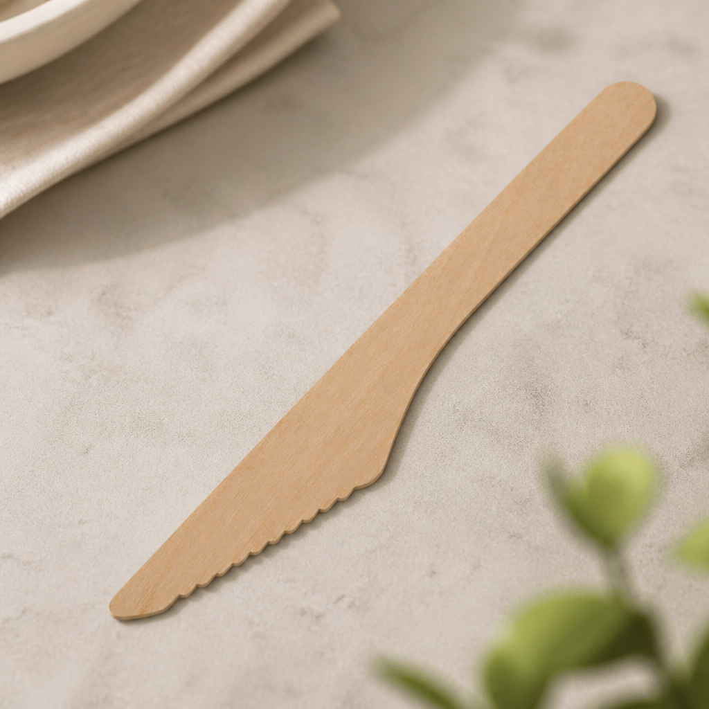 Compostable Wooden Knives 165mm 100 Pack Eco-Friendly Cutlery