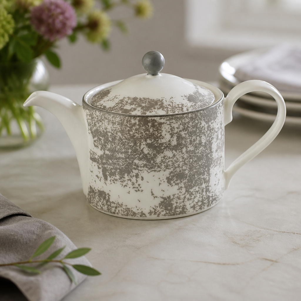 Crushed Velvet Grey Teapot 500ml for Commercial Catering Use