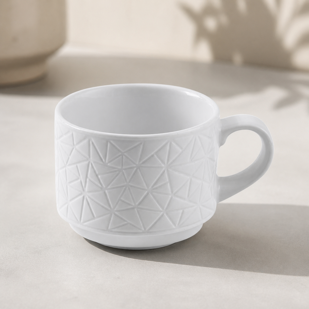 Commercial Teacups 200ml Set of 12 Abstract Design Fine China