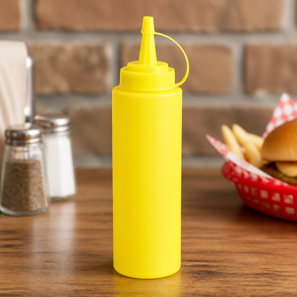 12oz Commercial Yellow Squeeze Sauce Bottle for Mustard Dispenser