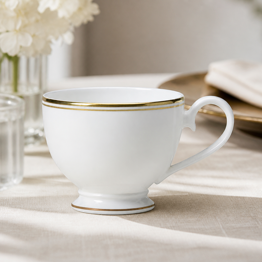 Commercial Burnished Gold Footed Tea Cups 220ml 12 Pack