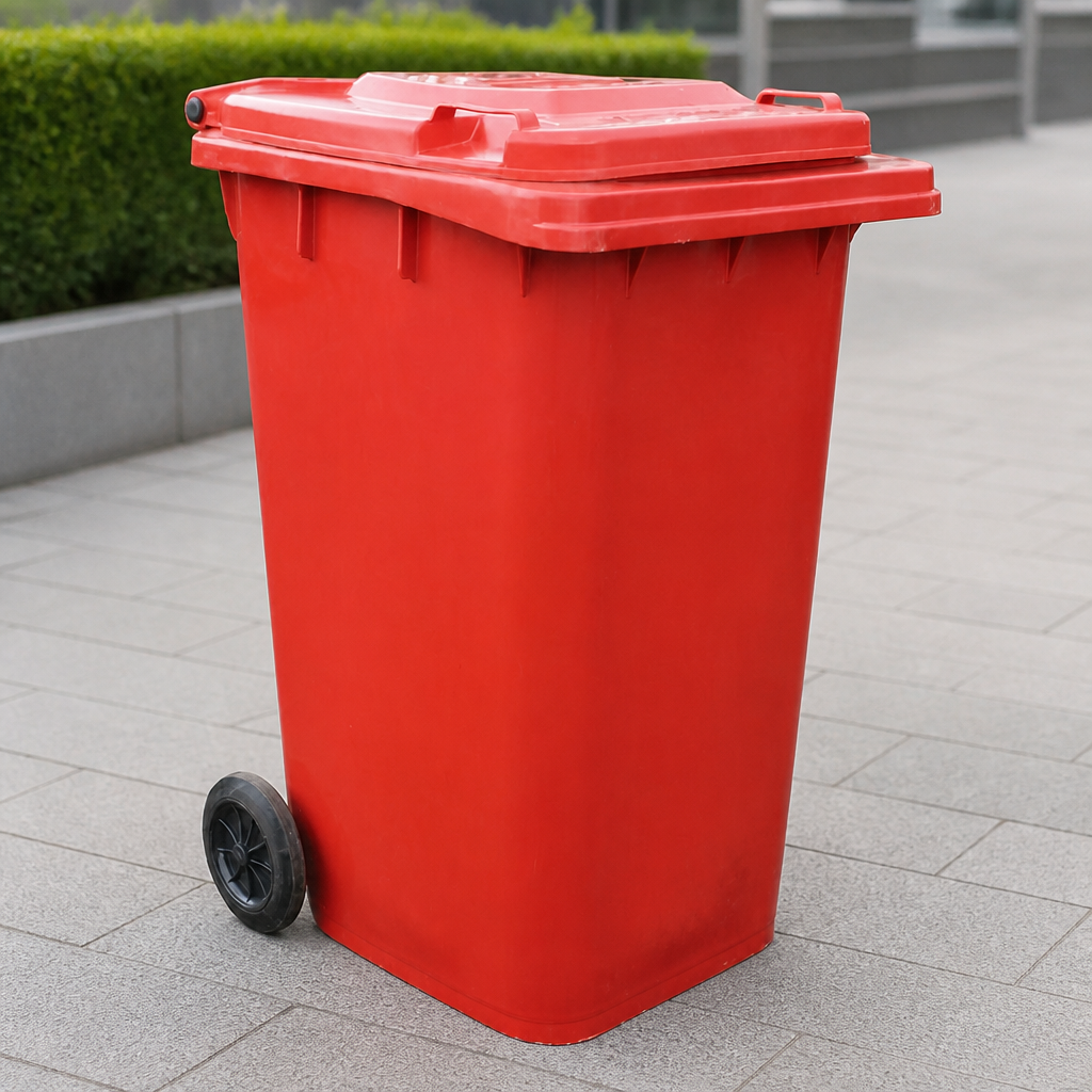 240L Red Wheelie Bin for Commercial Waste Management