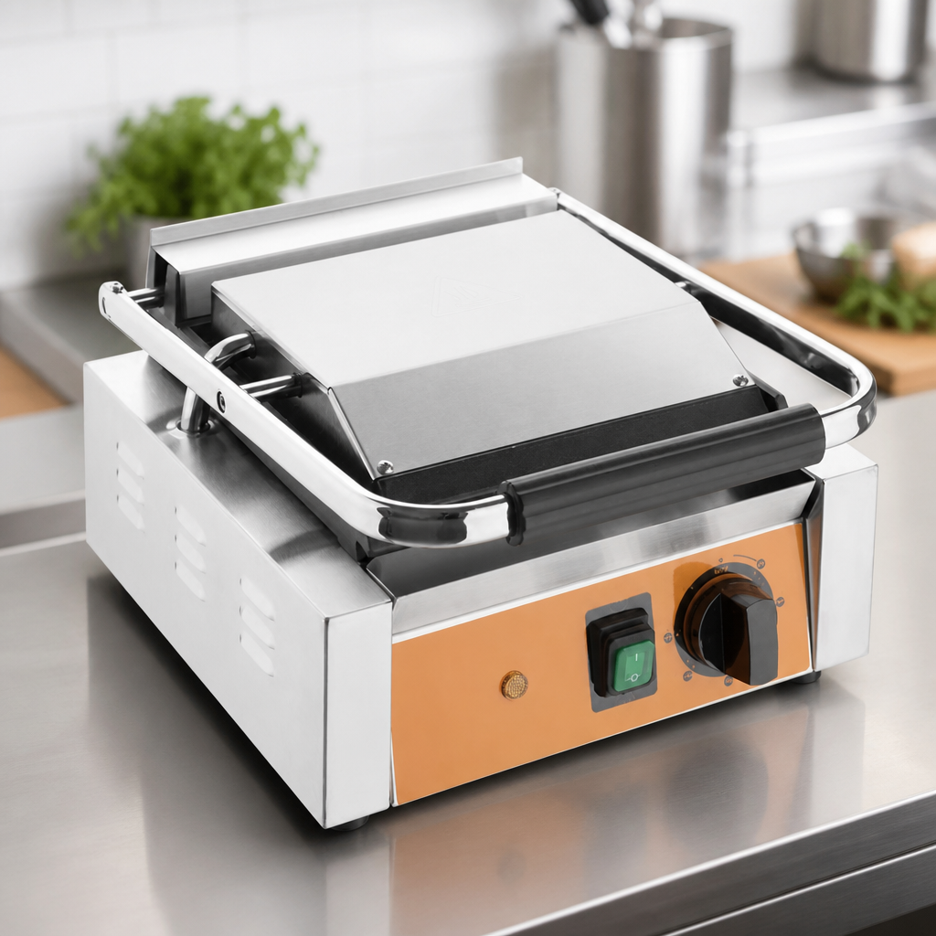 Large Electric Contact Grill with Cast Iron Plates