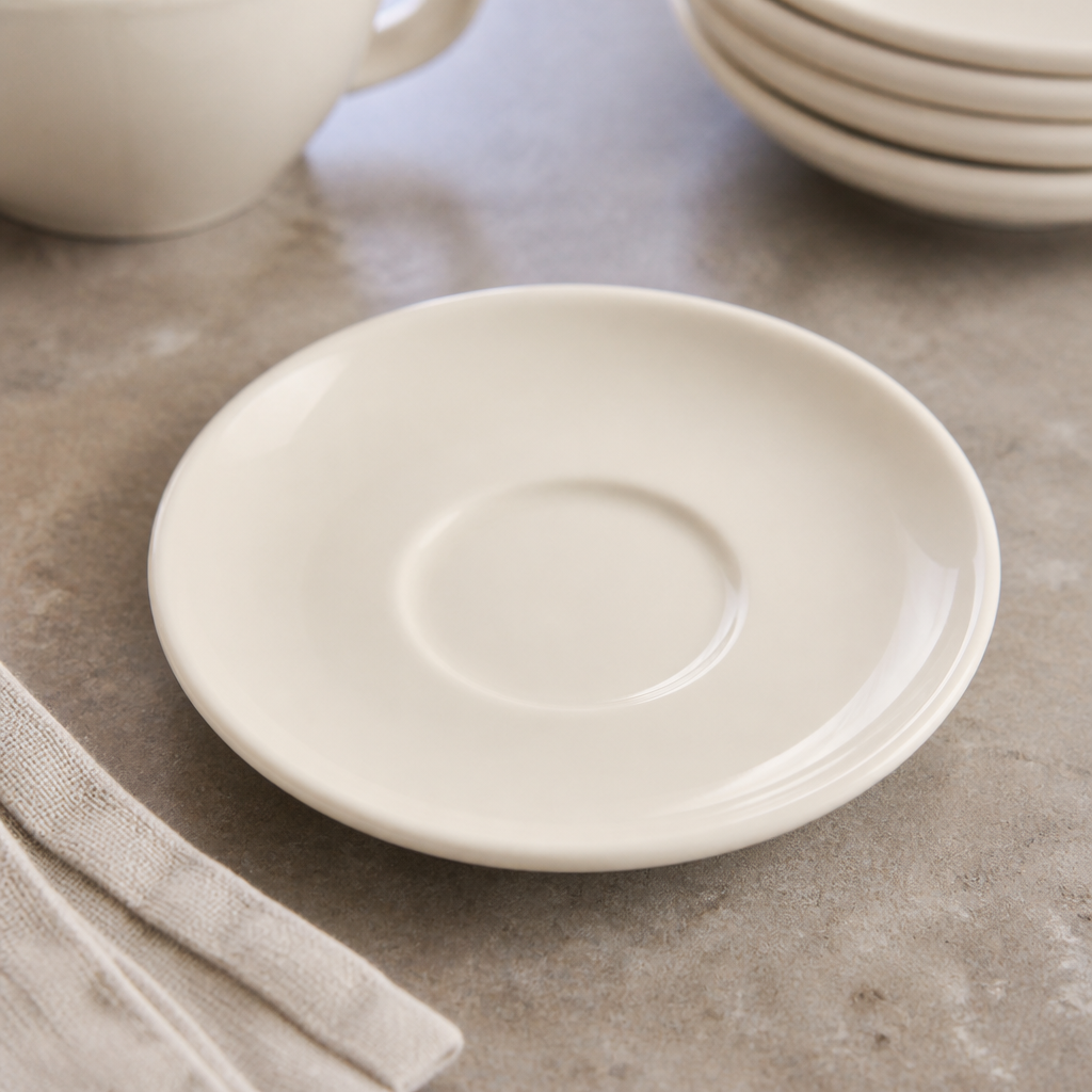 Commercial Ivory Stacking Saucers 12 Pack for Hot Drinks Service