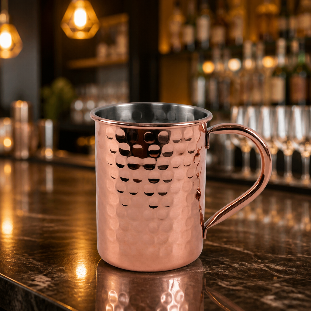 400ml Copper-Plated Hammered Metal Mug for Cocktails