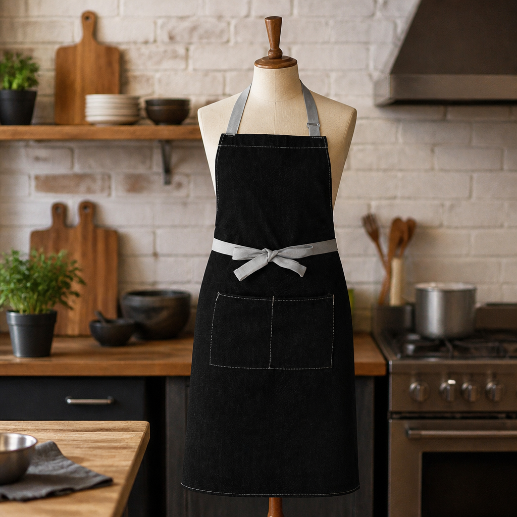 Commercial Black Denim Bib Apron 700mm x 1000mm
