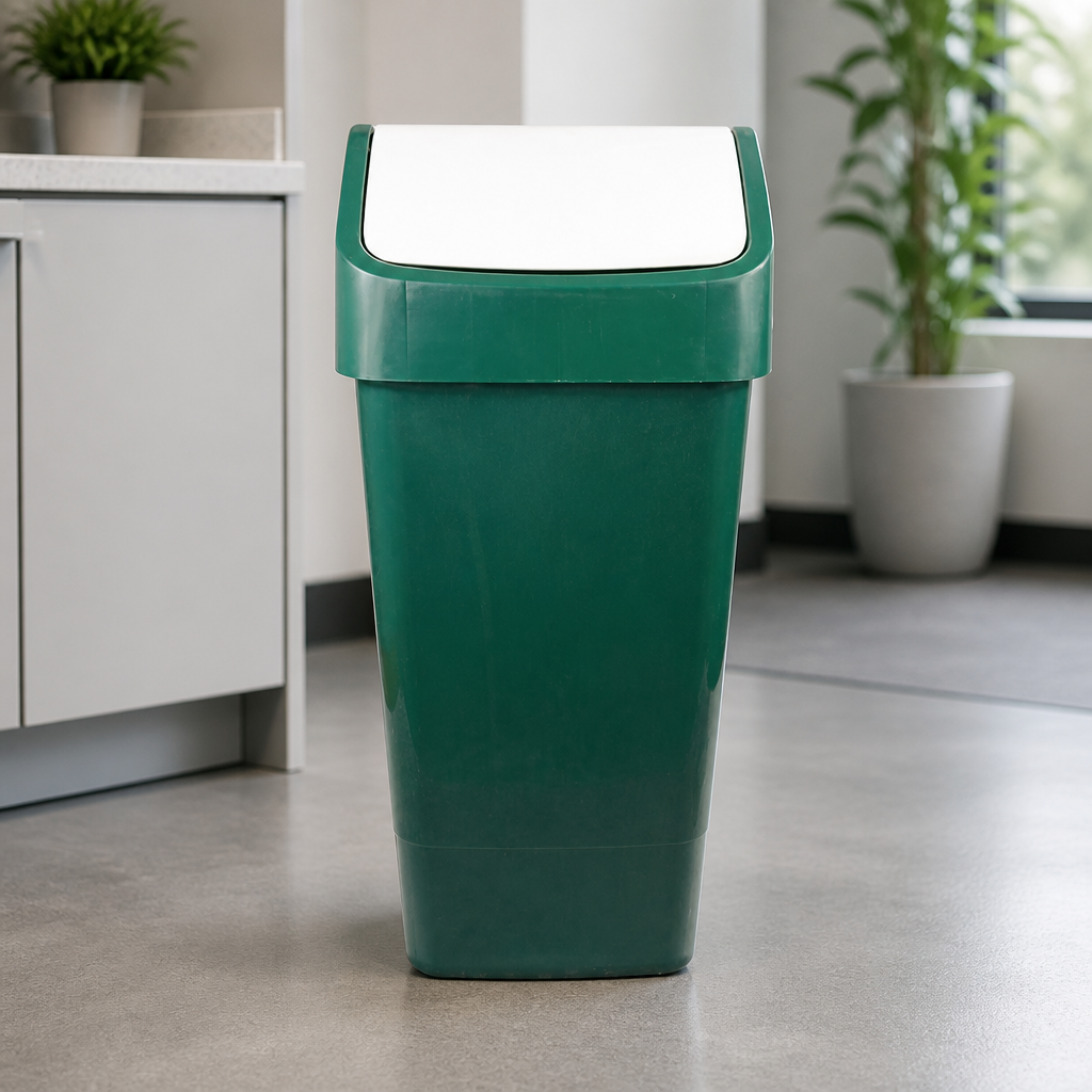 Commercial Swing Top Waste Bin 50L Green Colour-Coded Design