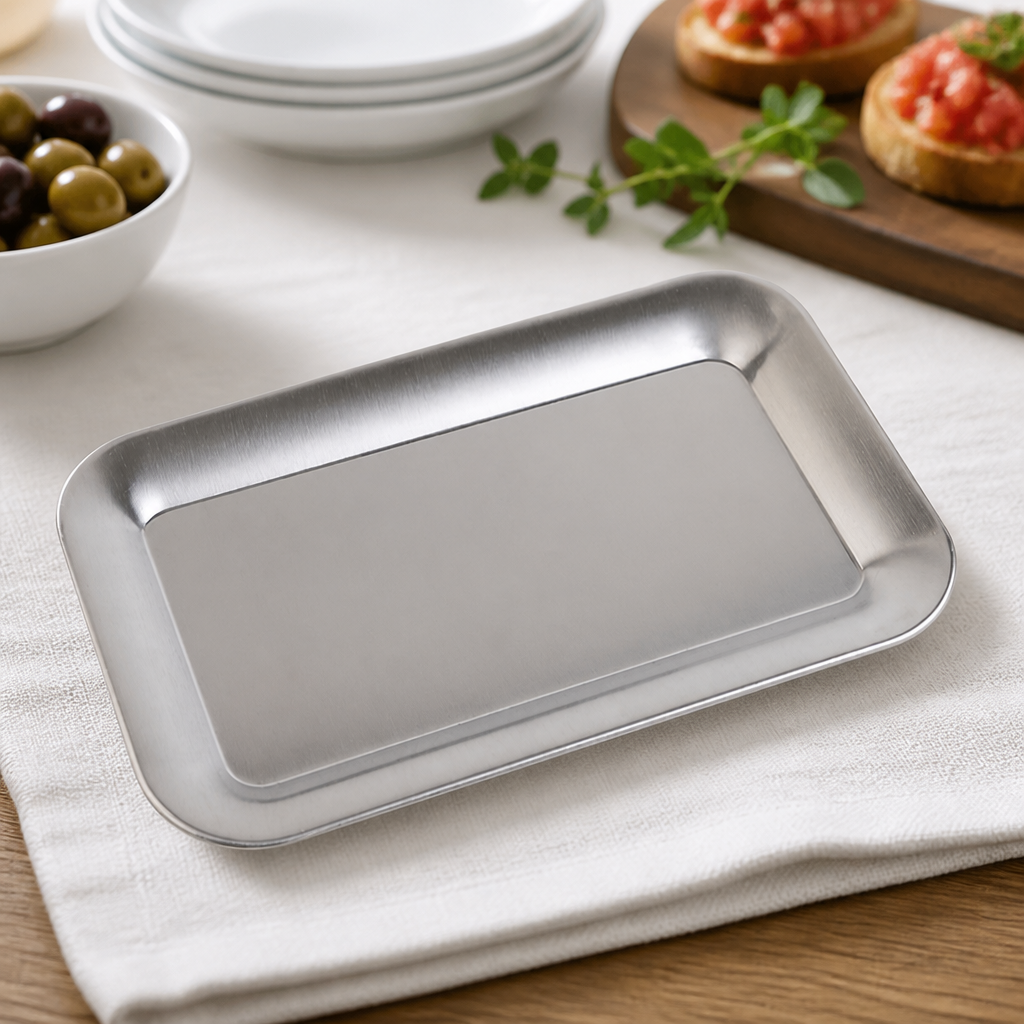 Commercial Stainless Steel Rectangular Tray 215x130mm