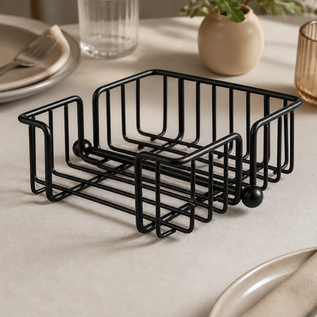 Commercial Metal Napkin Holder Black 190 x 190 x 75mm