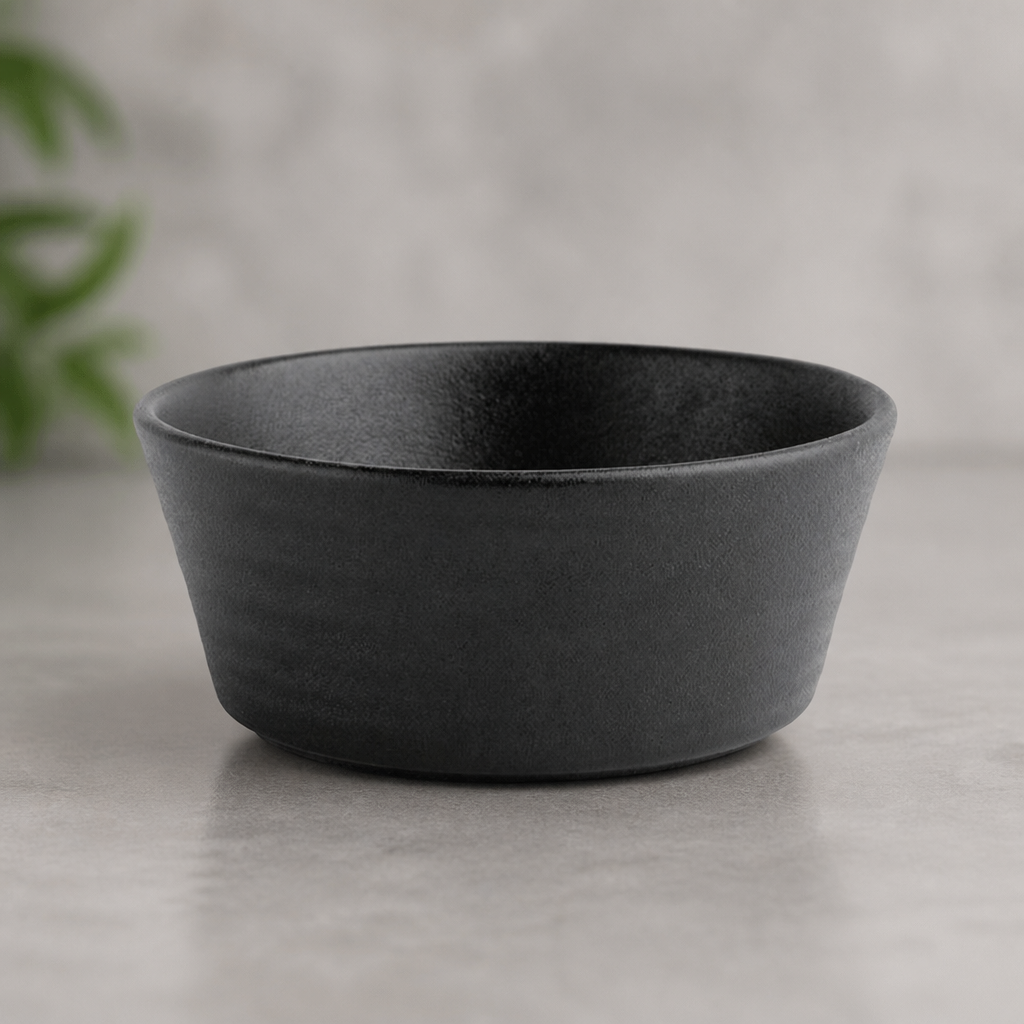 Commercial Textured Black Salad Bowls 143mm 530ml 6 Pack