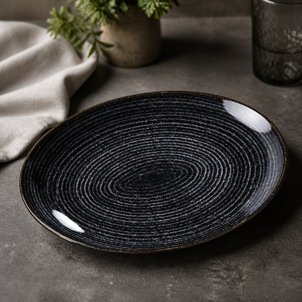 Commercial Oval Coupe Plates 317x255mm Charcoal Black 12 Pack