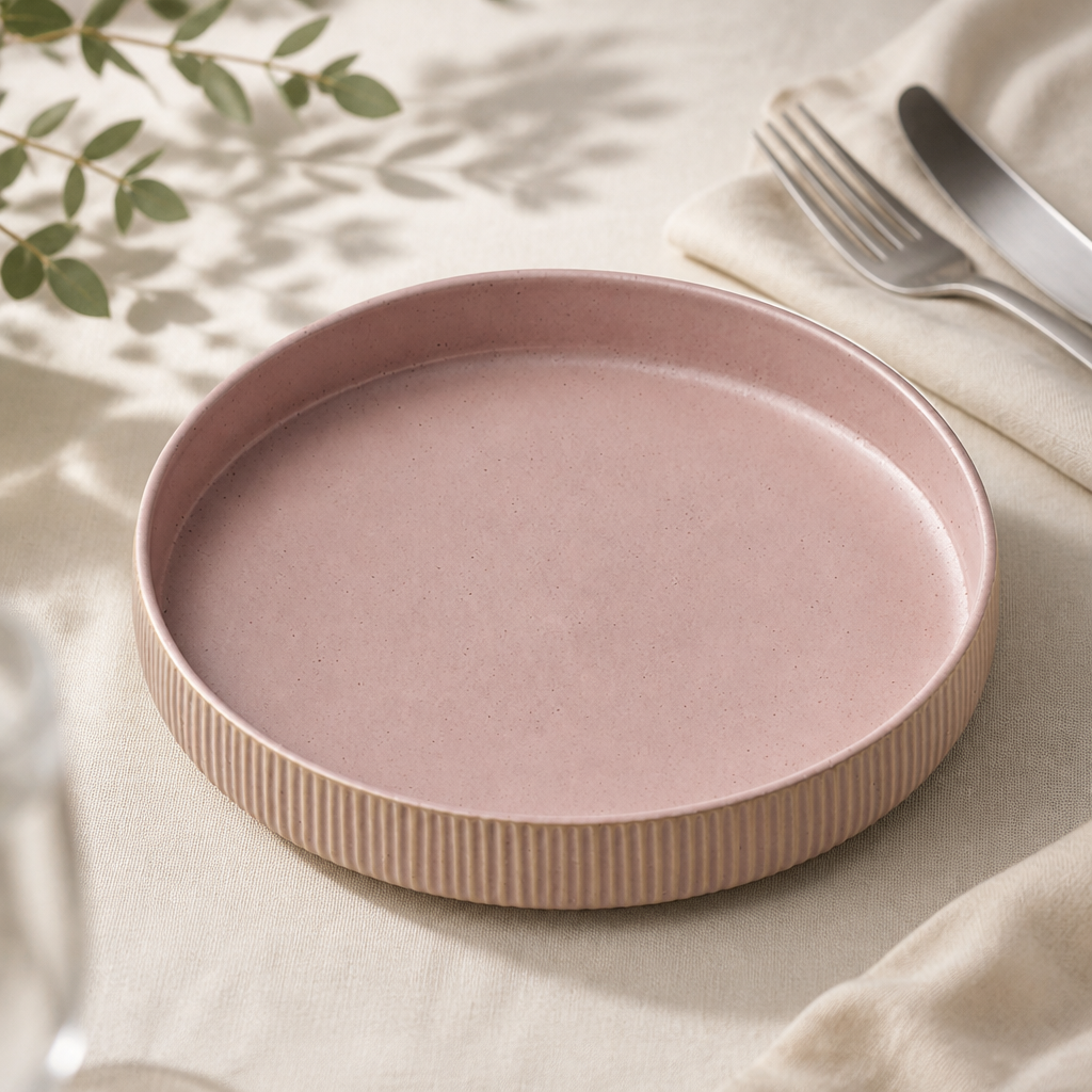Commercial Rose Deep Plates 240mm - 6 Pack Stoneware Set