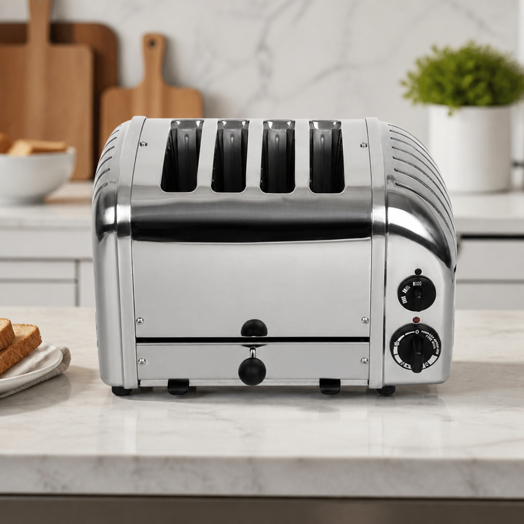 Commercial 4 Slice Stainless Steel Toaster with Timer
