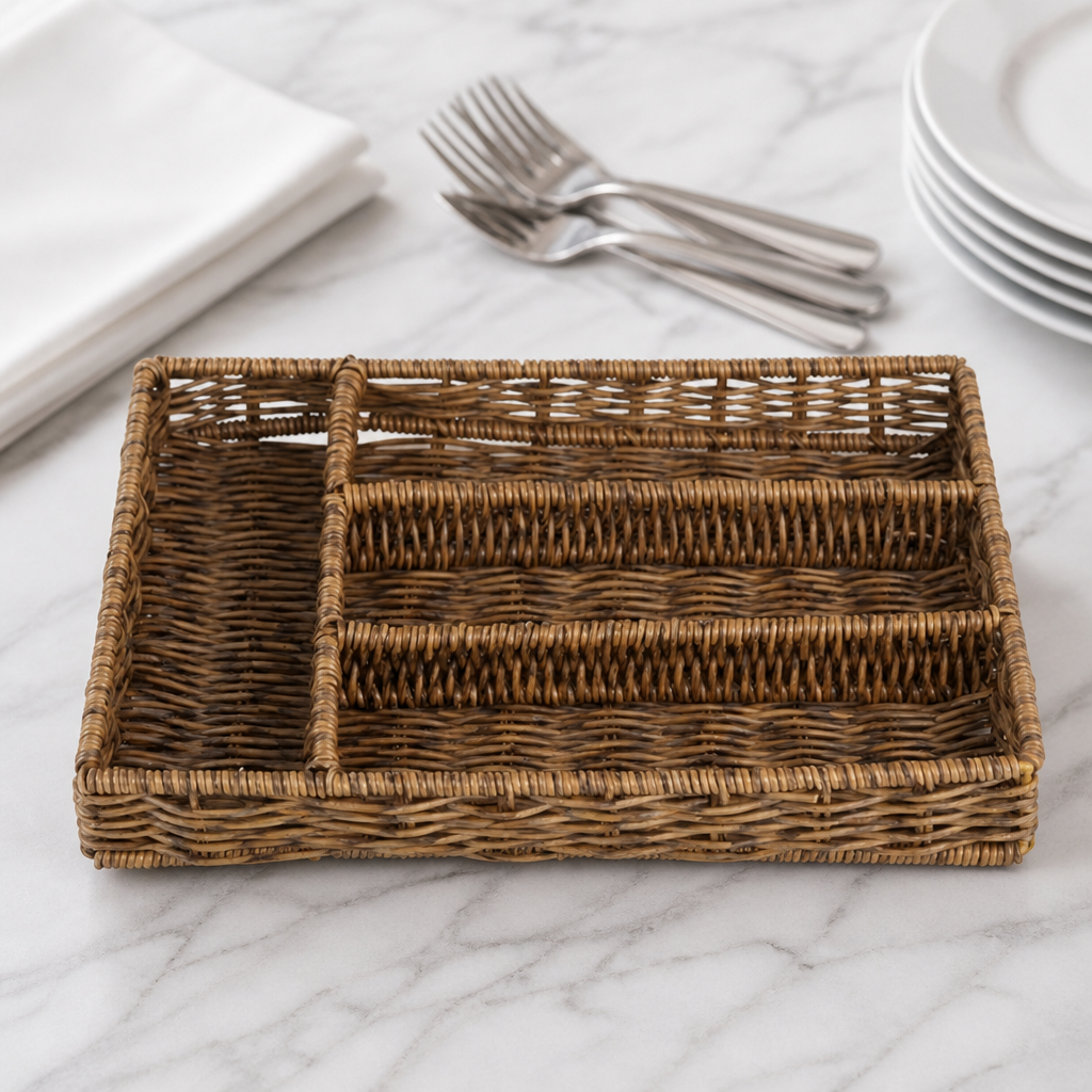 Commercial Cutlery Organiser 340x250mm Polywicker Dark Brown