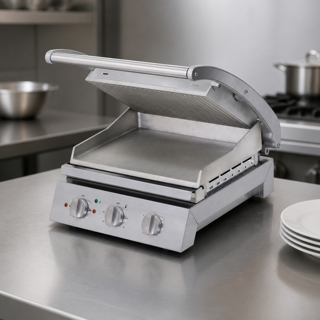 Commercial Contact Grill 8 Slice Ribbed Top Plate 2990W