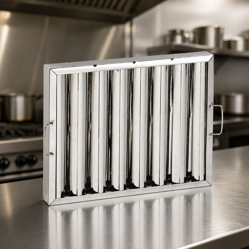 Commercial Kitchen Canopy Baffle Filter 400 x 400mm Stainless Steel