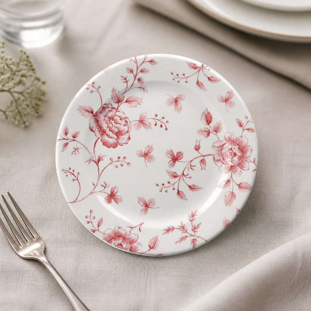 Commercial Vintage Prints Tea Plates 170mm Cranberry Rose 6 Pack