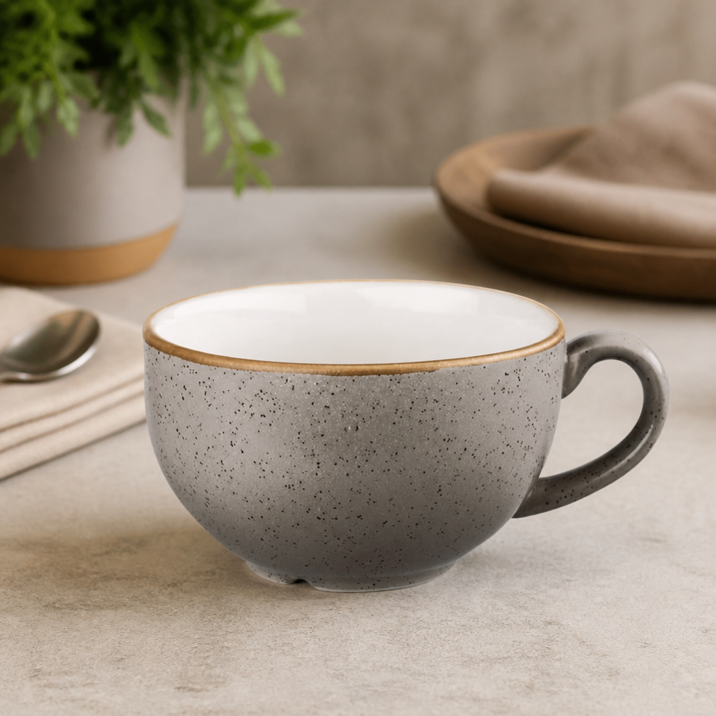 Commercial Cappuccino Cups 8oz Peppercorn Grey 12 Pack