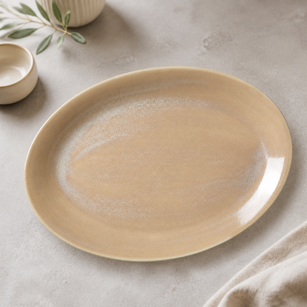 Commercial Sandstone Oval Coupe Plates 342mm - 12 Pack