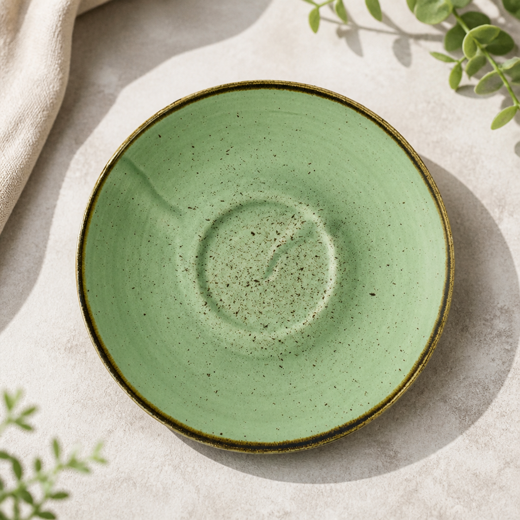 Commercial Green Cappuccino Saucers 158mm 12 Pack