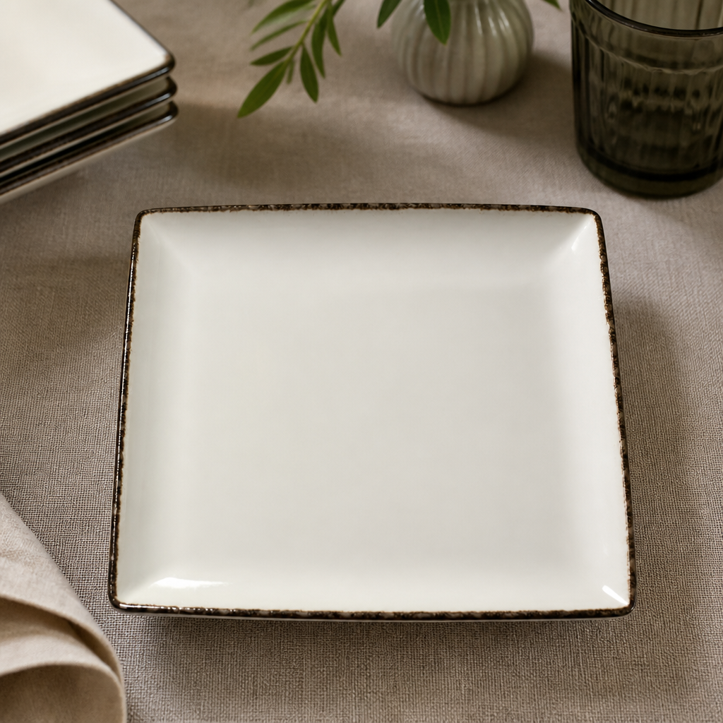 Charcoal Dapple Square Plates 270mm - 6 Pack Commercial Crockery