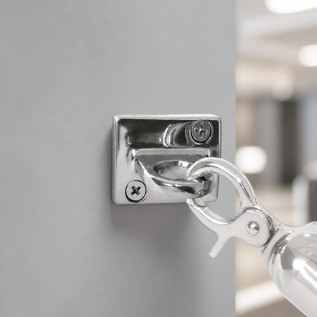 Commercial Chrome Wall Fixing for Barrier Systems 37x49mm