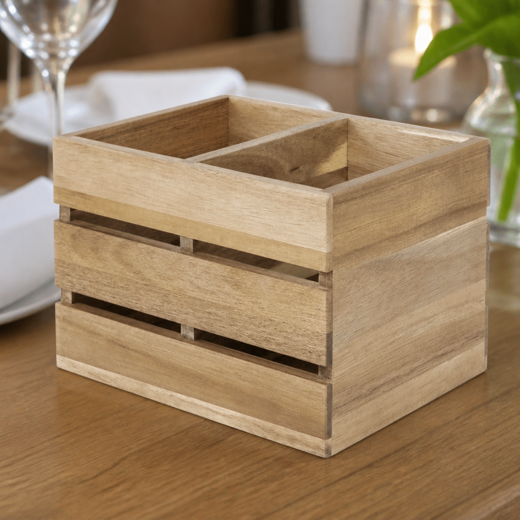 Commercial Condiment Holder Acacia Wood 210x160x150mm