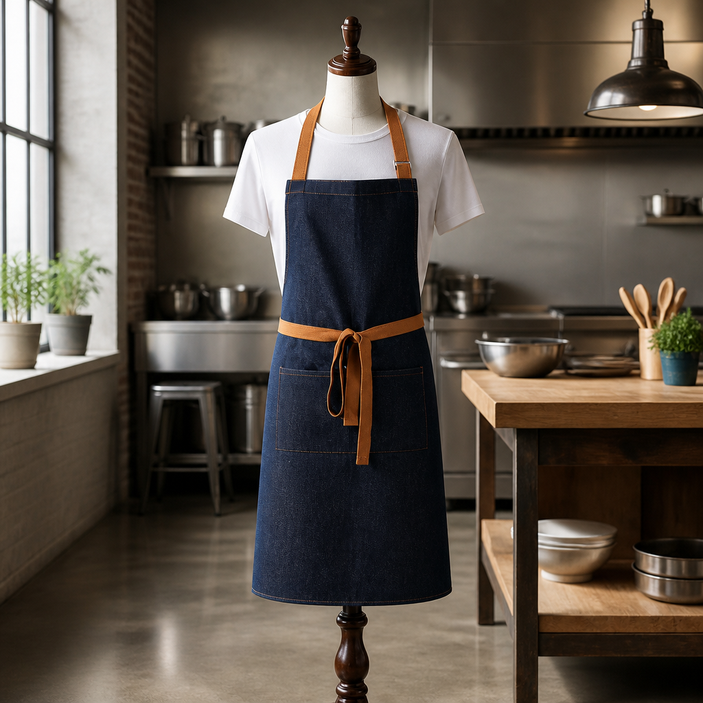 Commercial Denim Bib Apron 700mm x 1000mm Polycotton