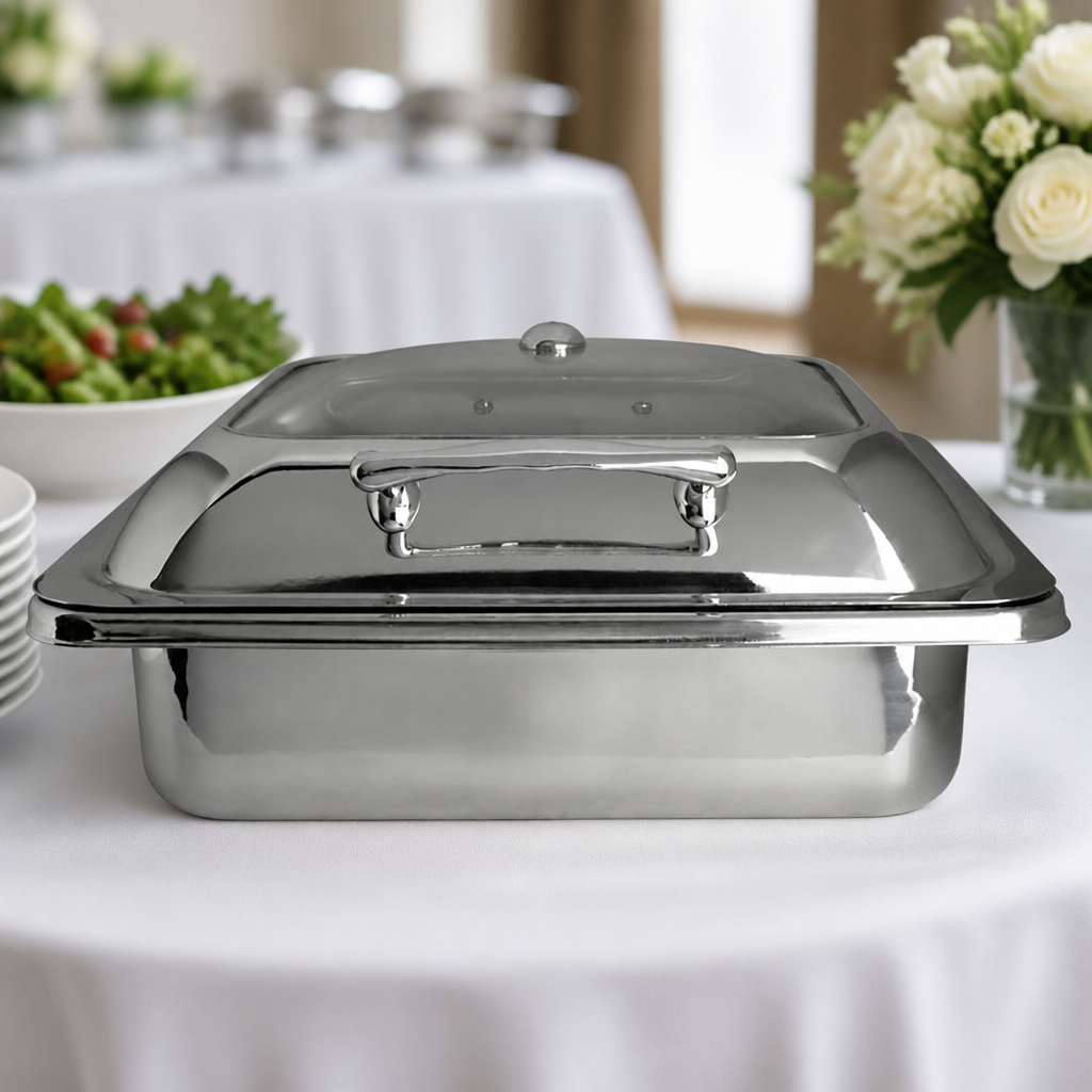 Commercial Square Chafing Dish 5.7Ltr with Glass Lid