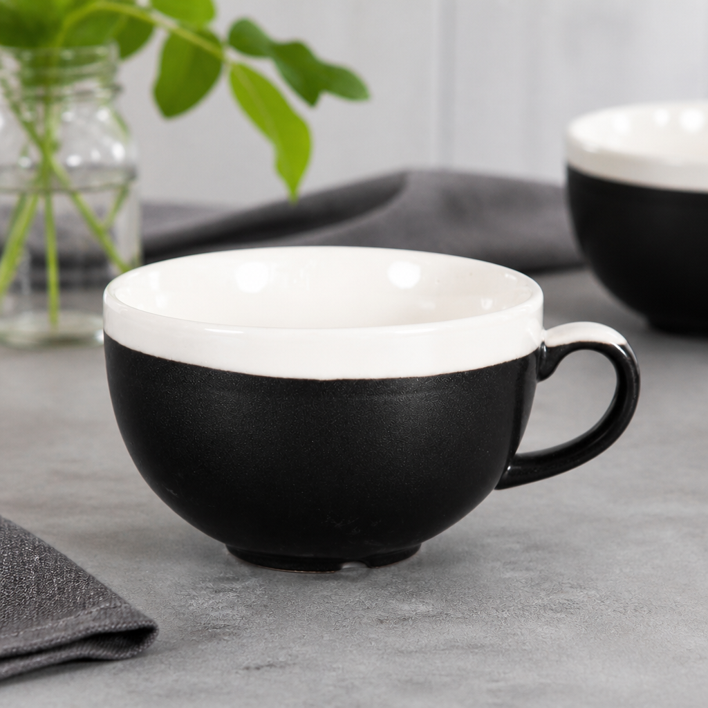 Commercial Cappuccino Cups 340ml Onyx Black 12 Pack
