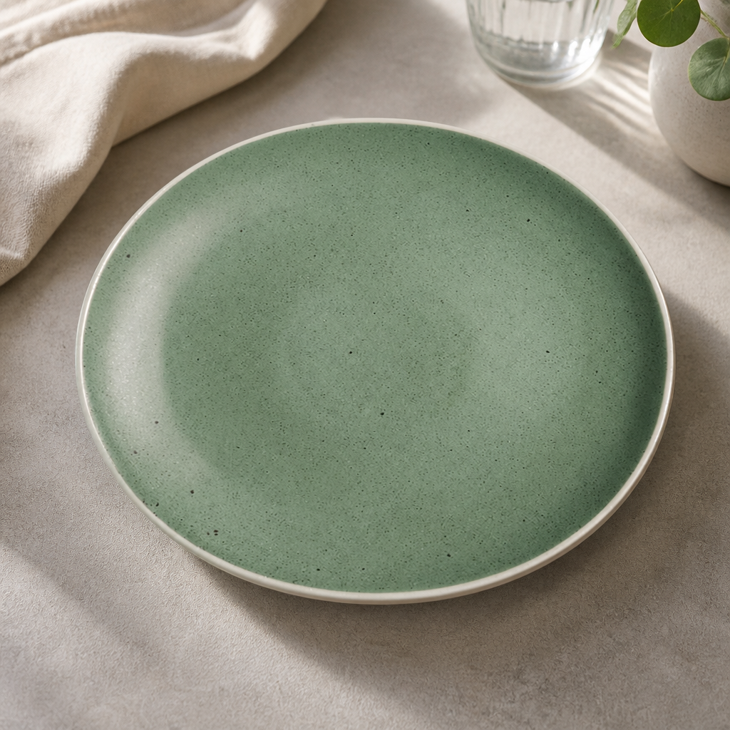 Commercial Chia Plates 270mm Green Reactive Glaze 6 Pack