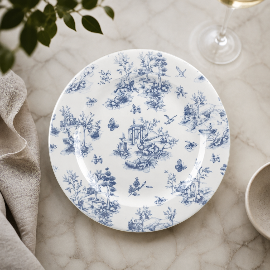 Commercial Vintage Prints Plates 305mm Prague Toile Print 6 Pack