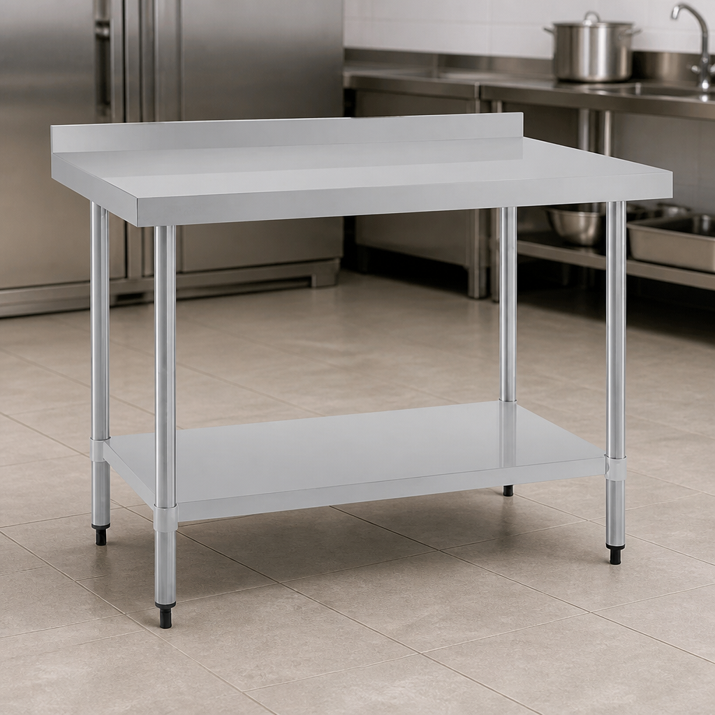 Commercial Stainless Steel Work Table with Upstand 1200mm