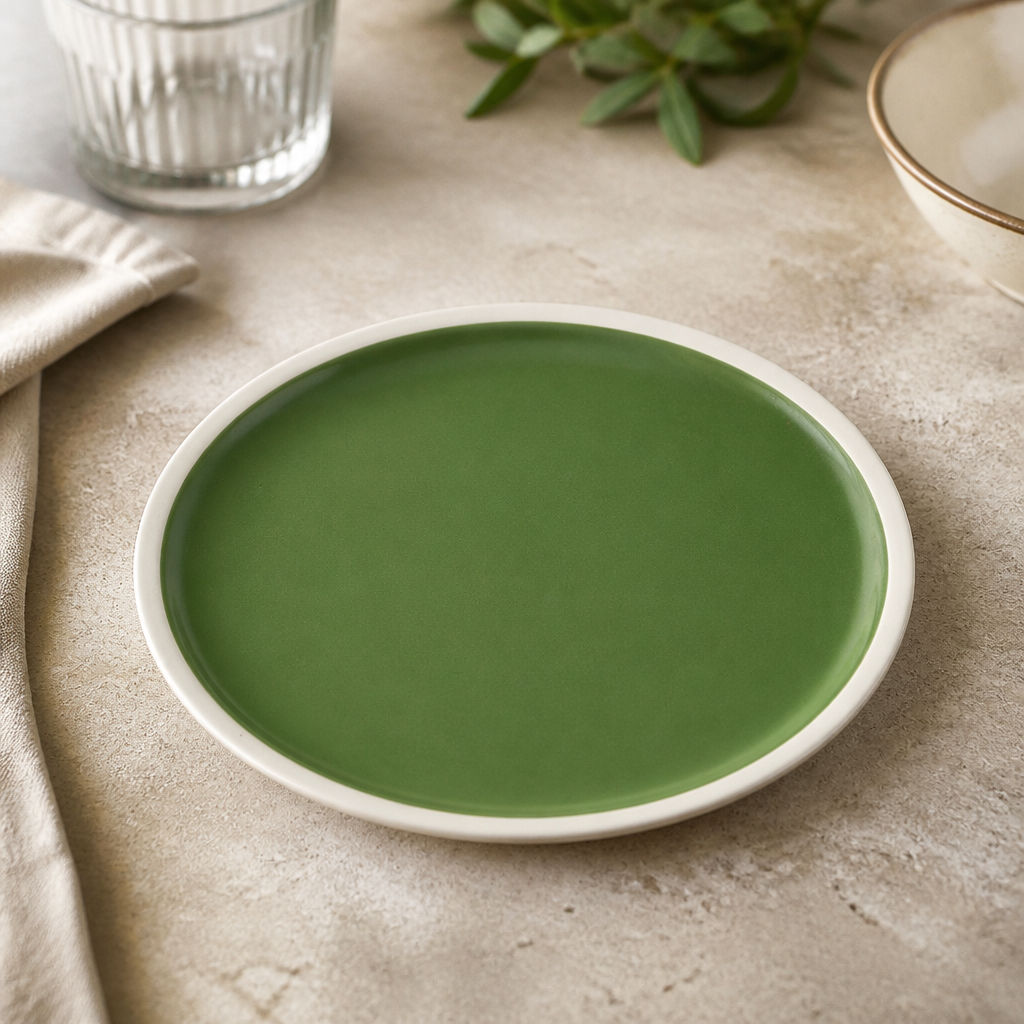 Commercial Vitrified Porcelain Plates 170mm Forest Green 6 Pack