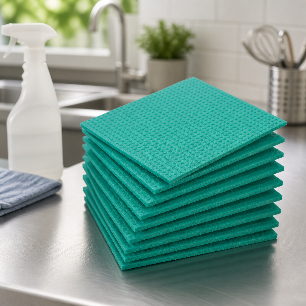 Commercial Cellulose Cleaning Cloths 10 Pack Green 206x185mm