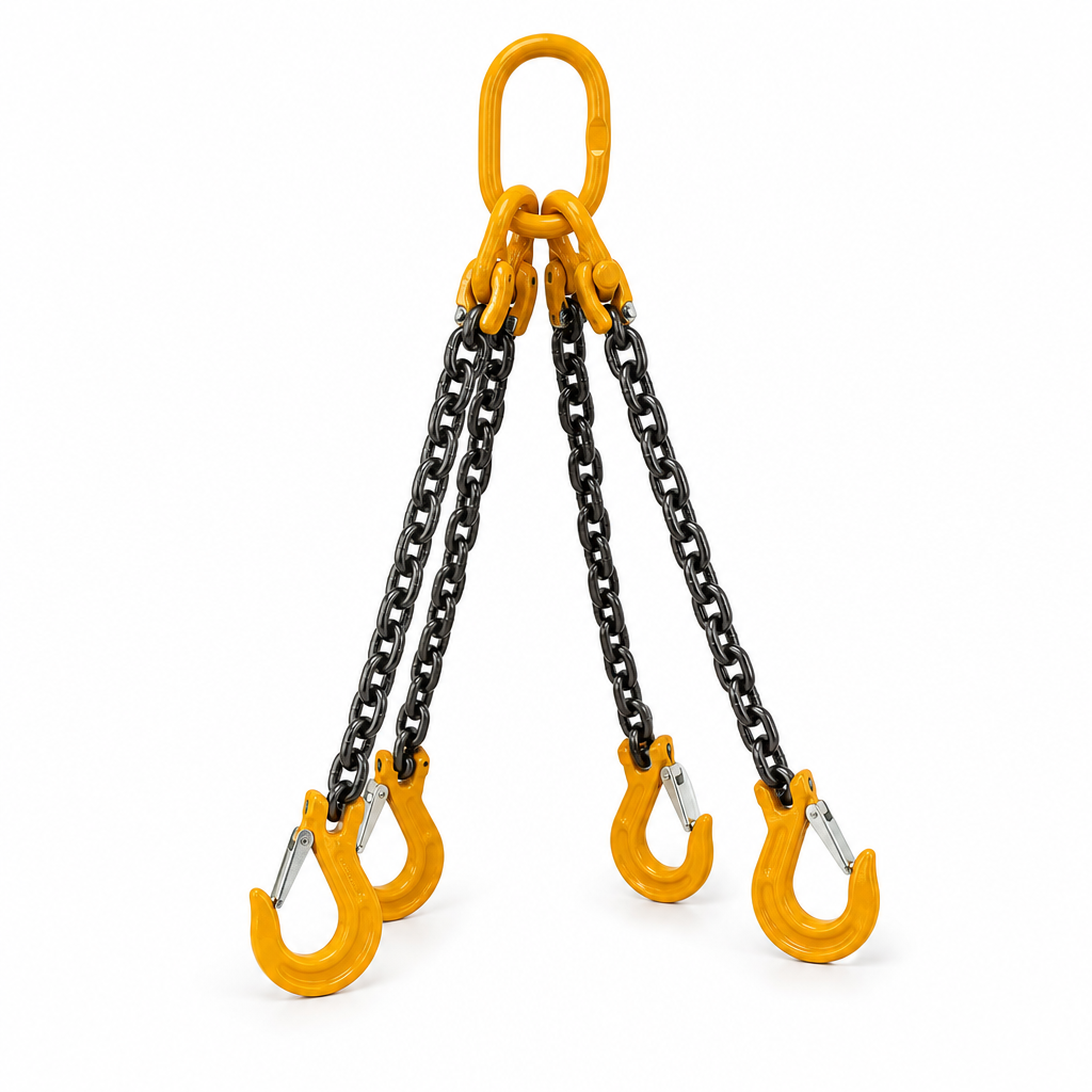 Four-leg chain sling with latch safety hooks 2.36 t capacity