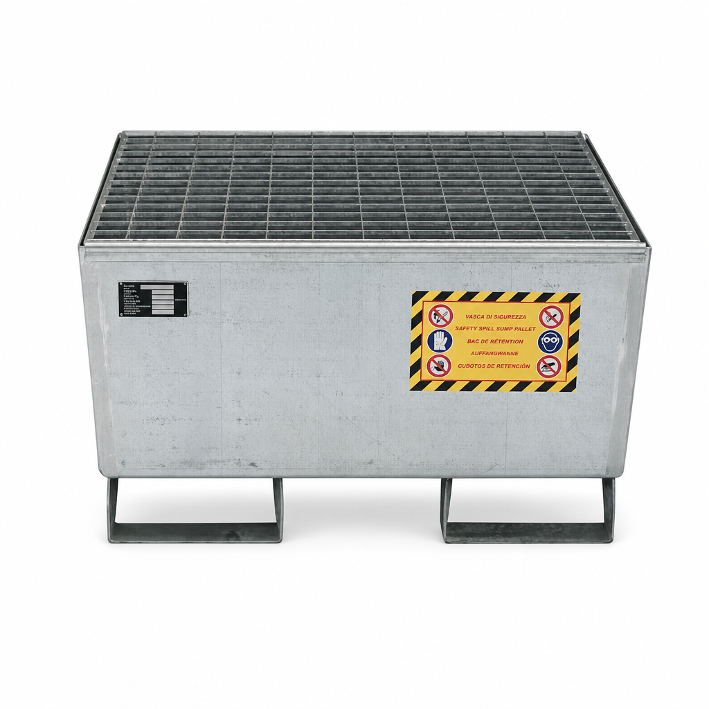 Galvanised Steel Nestable Spill Pallet for 1–4 Drums